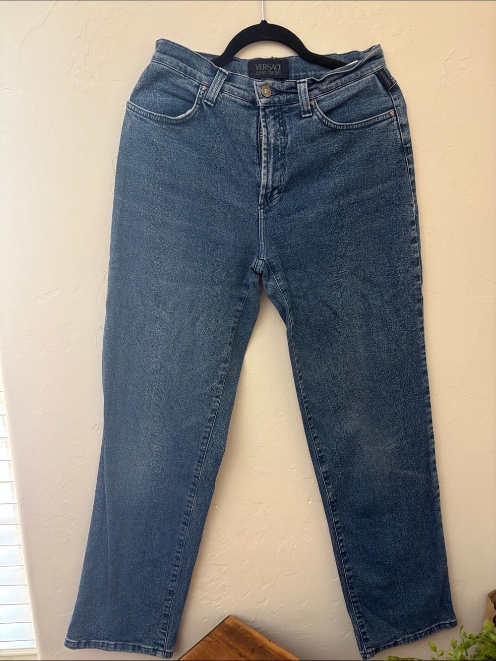 Versace Women's Denim Straight-Leg Jeans in Mid Blue